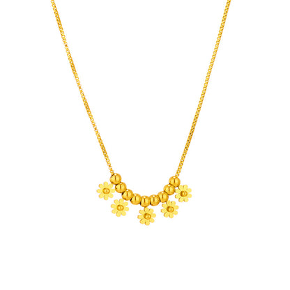 Ins Style Casual Tree Butterfly Daisy Titanium Steel Plating 18k Gold Plated Pendant Necklace