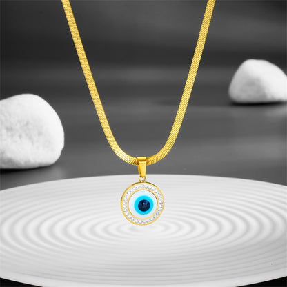 Simple Style Devil's Eye Titanium Steel Plating Pendant Necklace