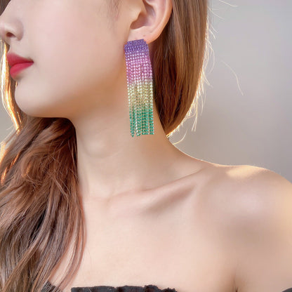 Retro Tassel Alloy Rhinestone Rhinestones Earrings