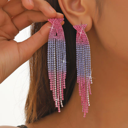 Retro Tassel Alloy Rhinestone Rhinestones Earrings