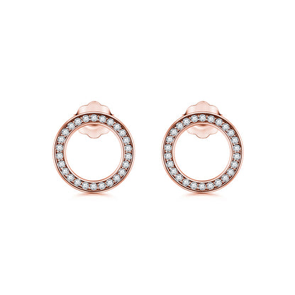 1 Pair Ins Style Simple Style Round Sterling Silver Inlay Zircon Rose Gold Plated Ear Studs