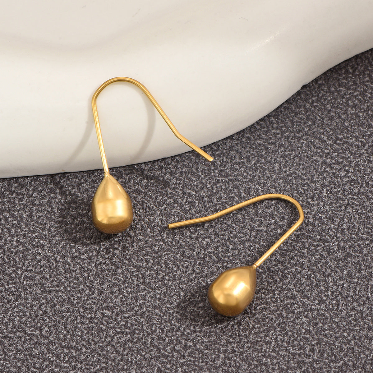 1 Pair French Style Simple Style Water Droplets Stainless Steel Plating 14k Gold Plated Earrings