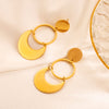 1 Pair Elegant Circle Rhombus Plating Stainless Steel 18k Gold Plated Drop Earrings