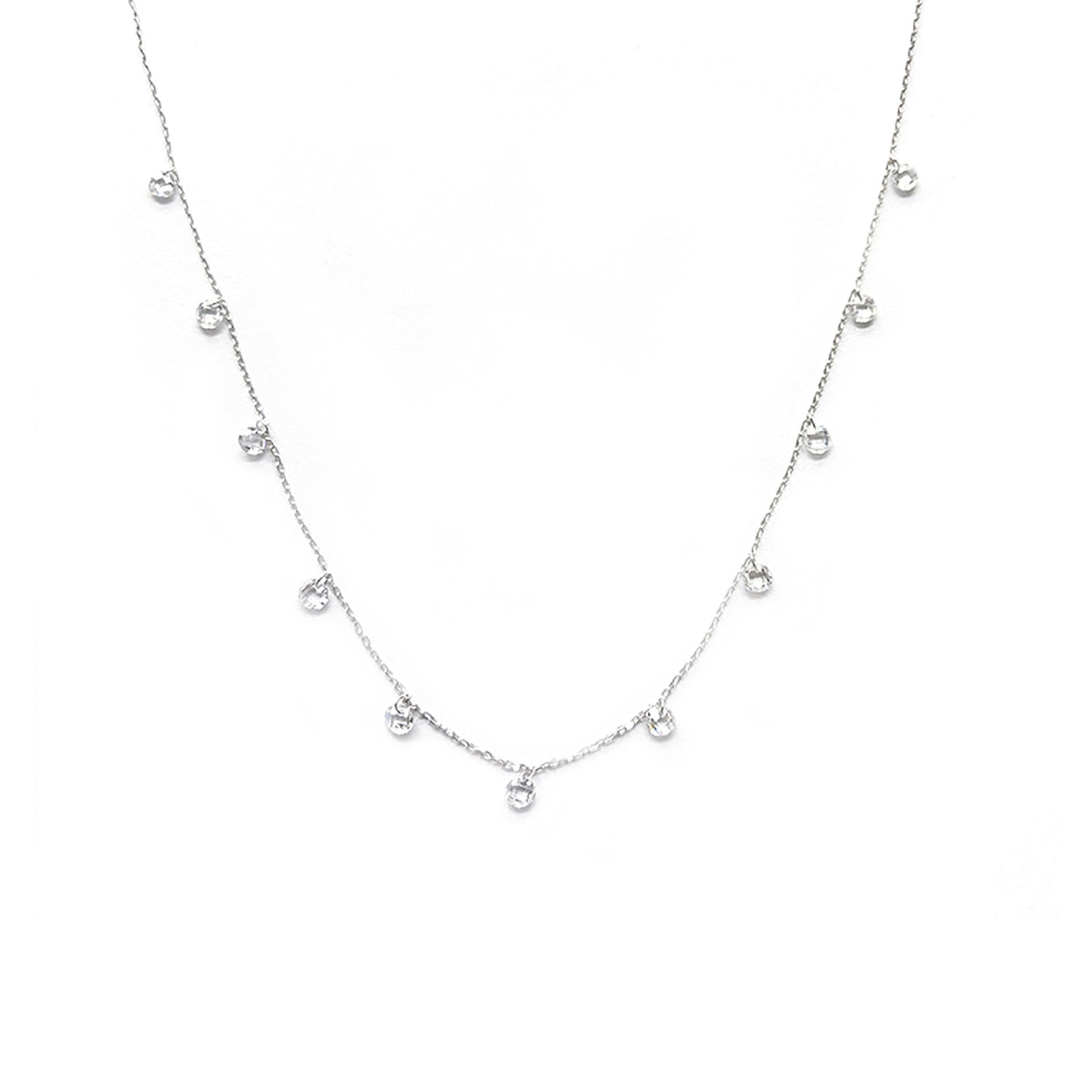 Elegant Simple Style Round Water Droplets Sterling Silver Inlay Zircon Necklace