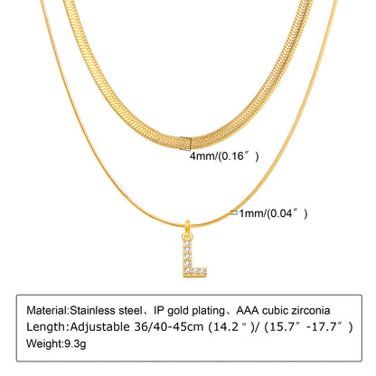 Ins Style Simple Style Letter Stainless Steel Plating Inlay Zircon 18k Gold Plated Layered Necklaces