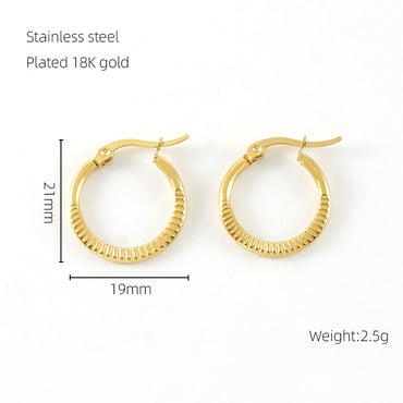 1 Pair Casual Simple Style Round Stainless Steel Plating 18k Gold Plated Hoop Earrings