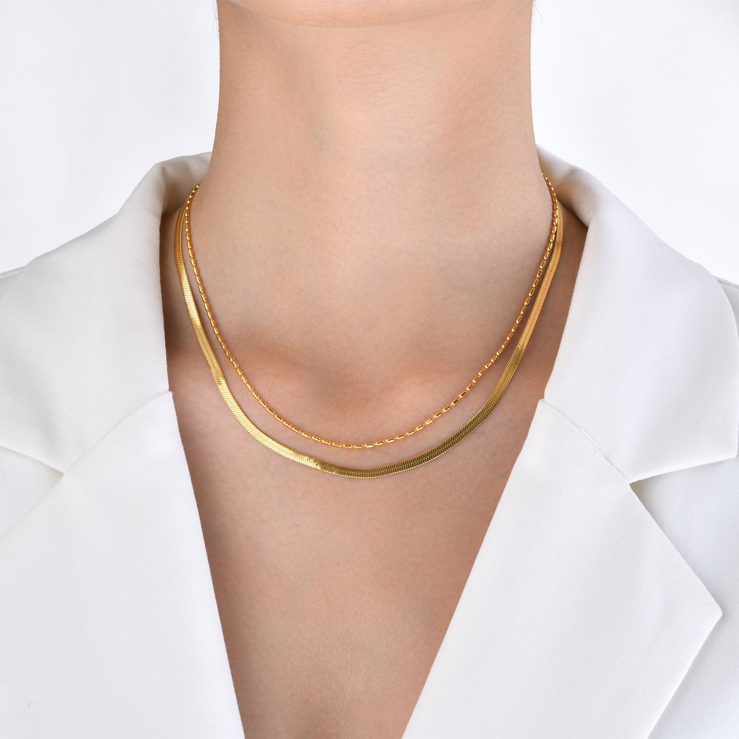 Ins Style Simple Style Solid Color Stainless Steel Plating 18k Gold Plated Layered Necklaces