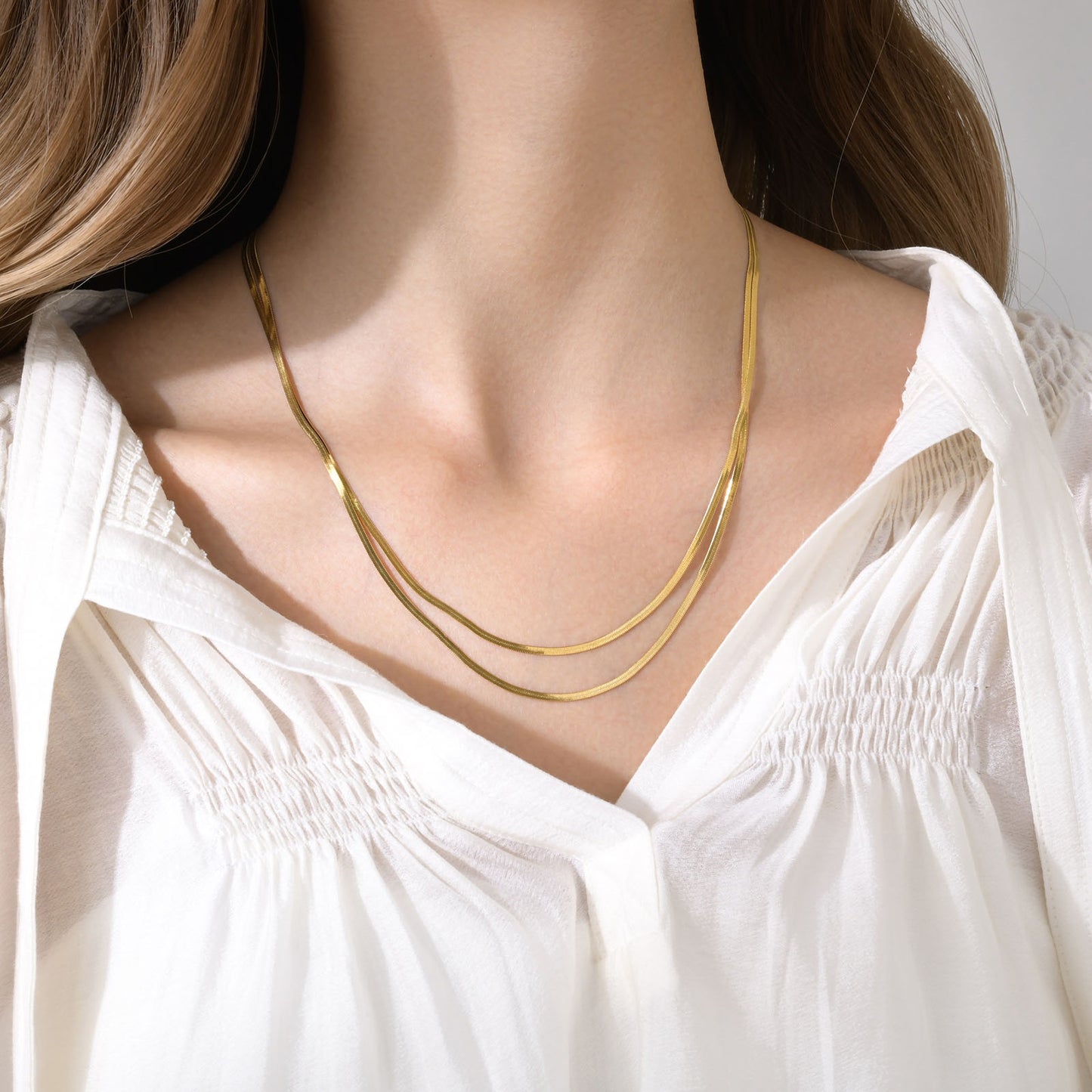 Ins Style Simple Style Solid Color Stainless Steel Plating 18k Gold Plated Layered Necklaces