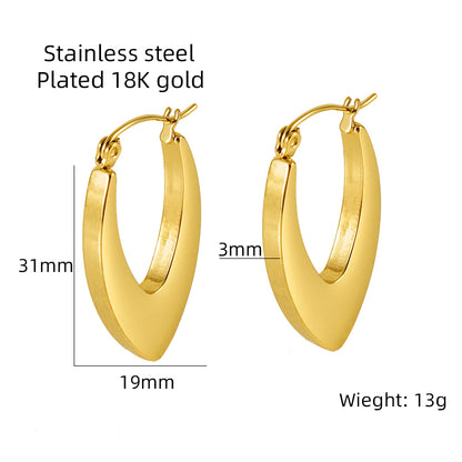 1 Pair Retro Simple Style U Shape Stainless Steel Plating 18k Gold Plated Hoop Earrings