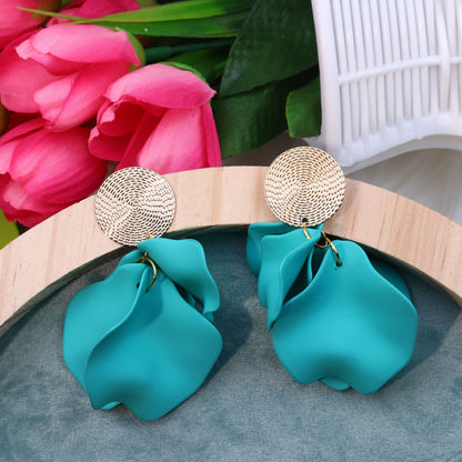 Vacation Irregular Arylic Spray Paint Pleated Women's Drop Earrings