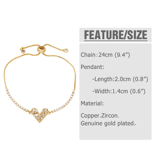 Ins Style Devil's Eye Heart Shape 18k Gold Plated Zircon Copper Wholesale Bracelets