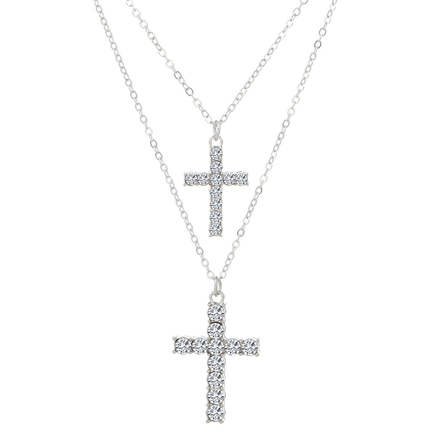 Wholesale Jewelry Vintage Style Simple Style Cross Alloy Rhinestones 14k Gold Plated Layered Necklaces