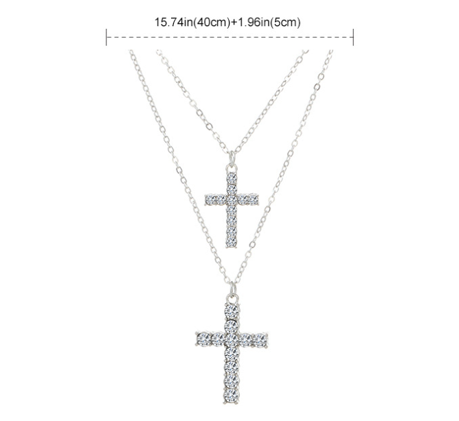 Wholesale Jewelry Vintage Style Simple Style Cross Alloy Rhinestones 14k Gold Plated Layered Necklaces
