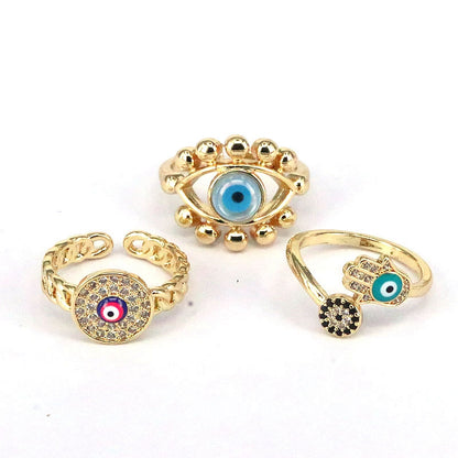 Elegant Eye Copper Plating Inlay Zircon Gold Plated Open Ring