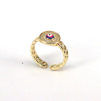 Elegant Eye Copper Plating Inlay Zircon Gold Plated Open Ring