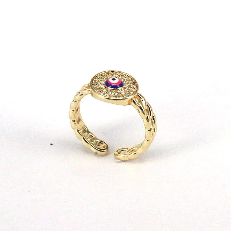 Elegant Eye Copper Plating Inlay Zircon Gold Plated Open Ring