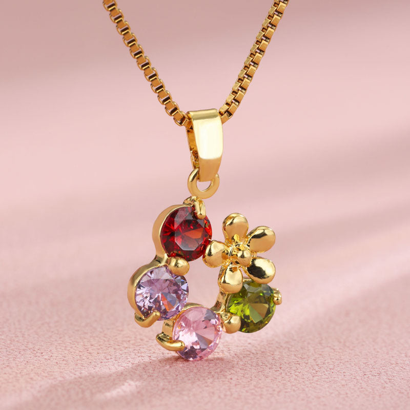 Elegant Shiny Maple Leaf Flower Stainless Steel Plating Inlay Zircon 18k Gold Plated Pendant Necklace