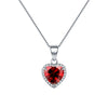 Elegant Vintage Style Heart Shape Sterling Silver Plating Inlay Zircon Rhodium Plated Rings Necklace