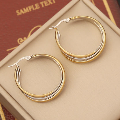 1 Pair Modern Style Round Plating Stainless Steel Earrings