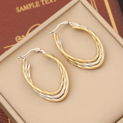 1 Pair Modern Style Round Plating Stainless Steel Earrings