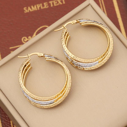 1 Pair Modern Style Round Plating Stainless Steel Earrings