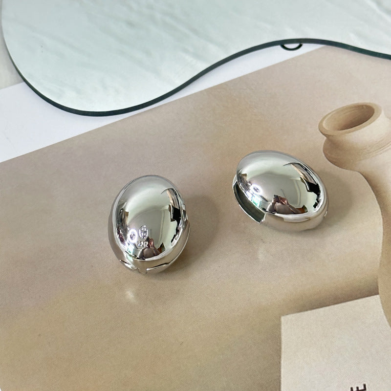 1 Pair Retro Oval Copper Plating Ear Studs
