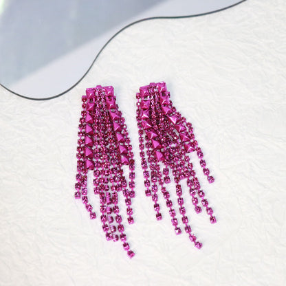 Sweet Tassel Alloy Plating Inlay Artificial Gemstones Women's Drop Earrings