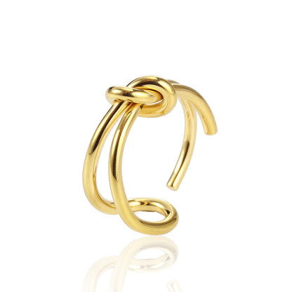 Casual Simple Style Knot Titanium Steel Plating Titanium Steel 18k Gold Plated Open Ring