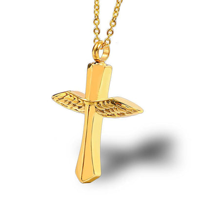 Simple Style Cross Wings Titanium Steel Plating Pendant Necklace Necklace Pendant