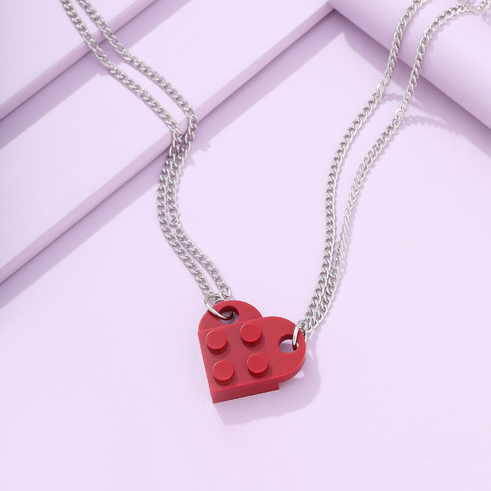 Wholesale Jewelry Simple Style Heart Shape Alloy Resin Pendant Necklace