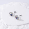 Modern Style Devil's Eye Heart Shape Snake Stainless Steel Inlay Zircon Ear Studs