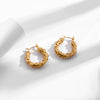 Modern Style Simple Style V Shape Round Stainless Steel Plating Inlay Zircon 18k Gold Plated Hoop Earrings