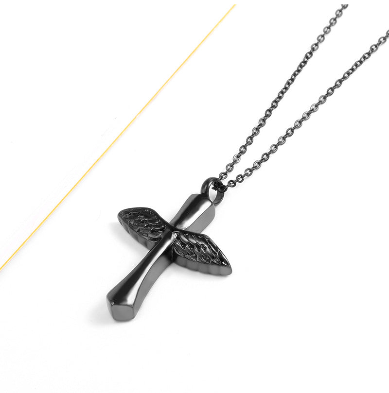 Simple Style Cross Wings Titanium Steel Plating Pendant Necklace Necklace Pendant