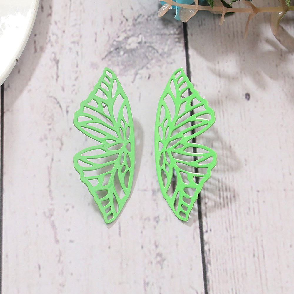 Exaggerated Streetwear Butterfly Alloy Spray Paint Stoving Varnish Hollow Out Women's Ear Studs