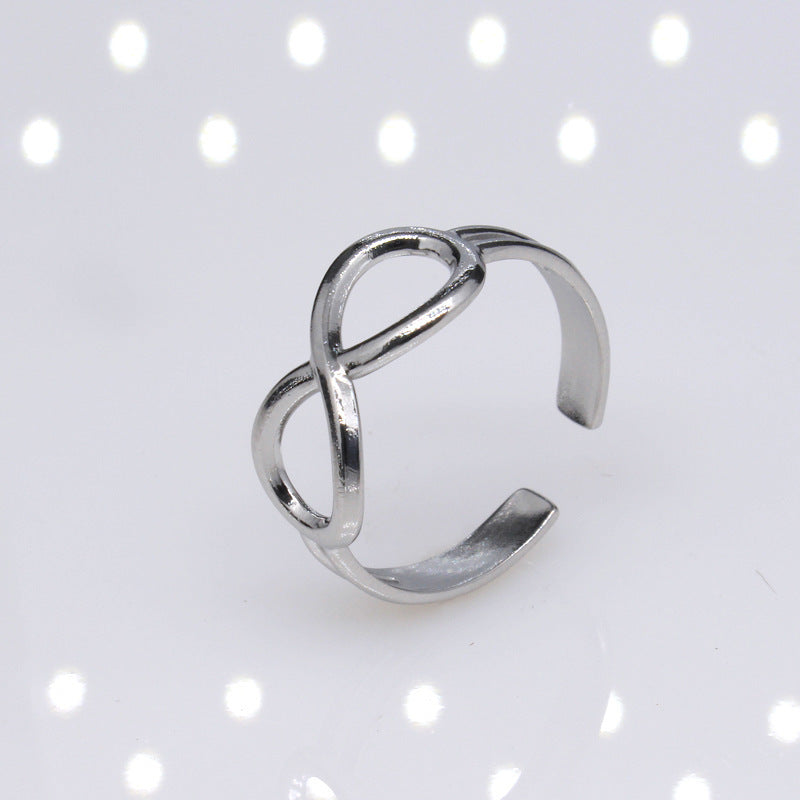 Casual Simple Style Infinity Titanium Steel Plating Hollow Out Open Ring