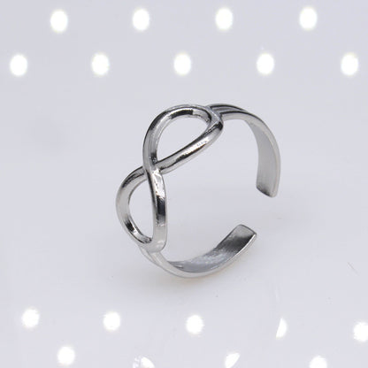 Casual Simple Style Infinity Titanium Steel Plating Hollow Out Open Ring