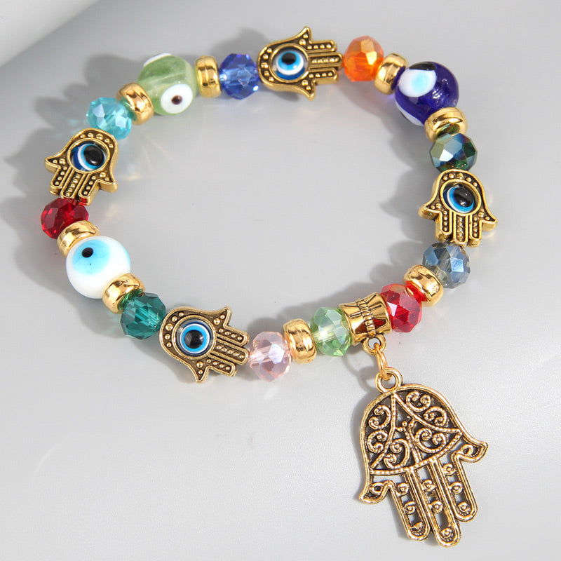 Vacation Devil's Eye Palm Alloy Glass Bead Wholesale Bracelets