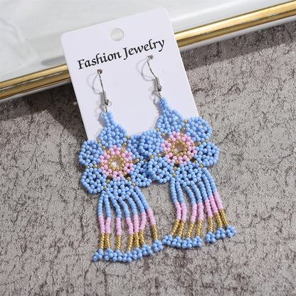 Ethnic Style Flower Alloy Seed Bead Patchwork Women's Drop Earrings