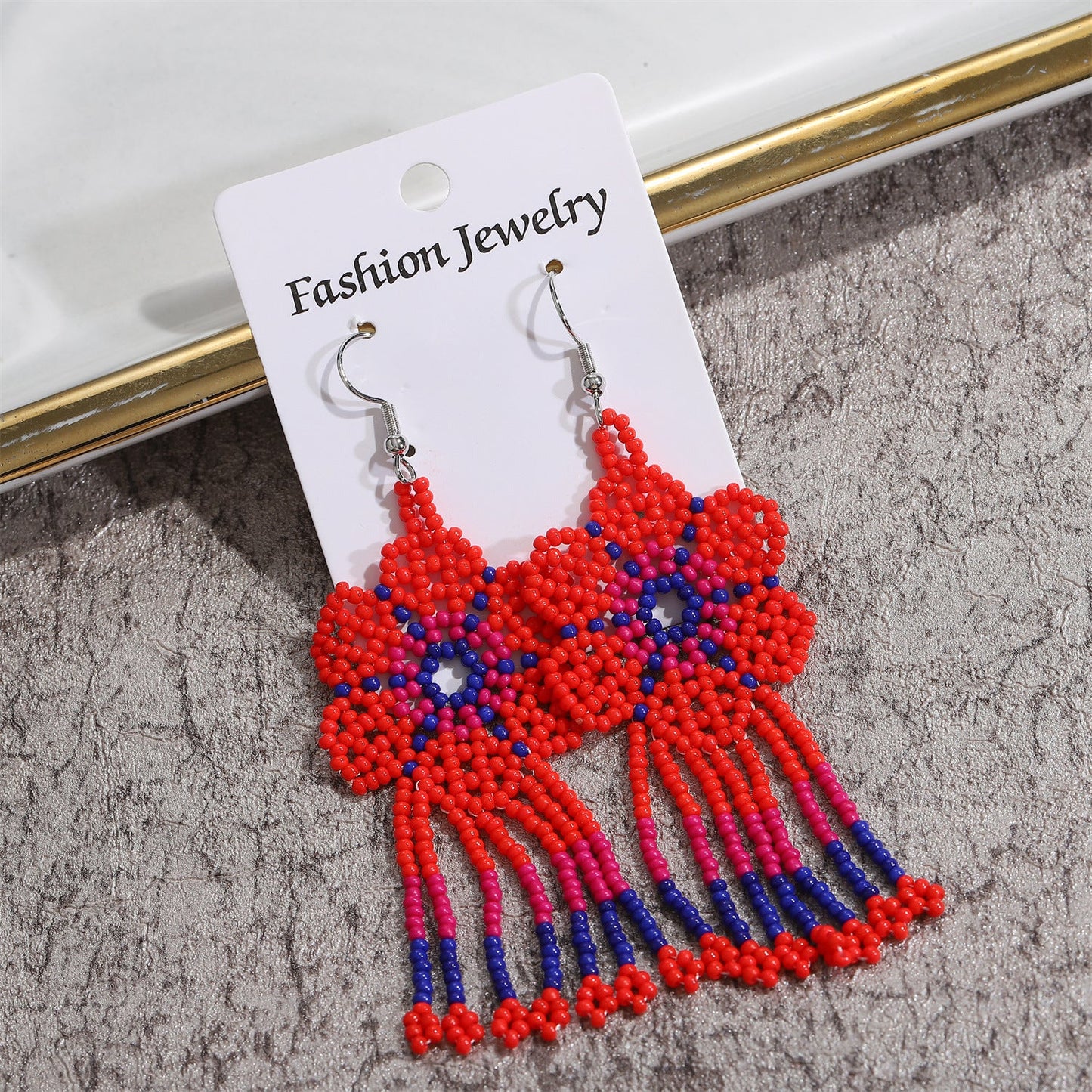 Ethnic Style Flower Alloy Seed Bead Patchwork Women's Drop Earrings