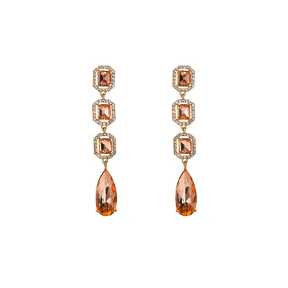 Elegant Baroque Style Square Water Droplets Alloy Plating Inlay Rhinestones Glass Gold Plated Silver Plated Women's Drop Earrings