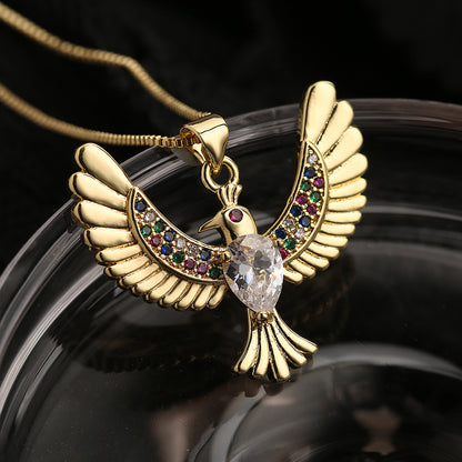 Simple Style Commute Bird Copper 18k Gold Plated Zircon Pendant Necklace In Bulk