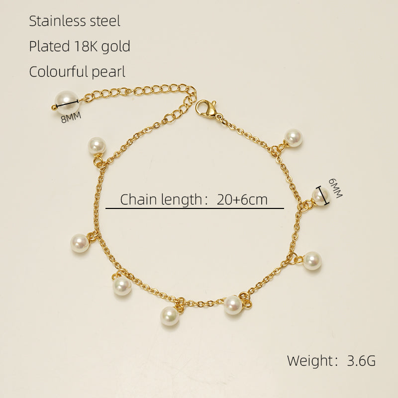 Casual Vacation Round Stainless Steel Plating 18k Gold Plated Women's Anklet