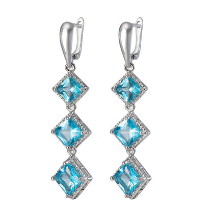 1 Pair Glam Shiny Geometric Plating Inlay Copper Zircon Drop Earrings