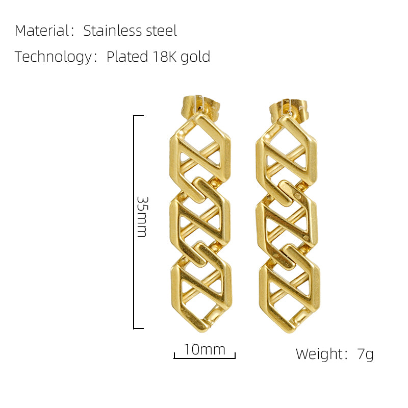 Modern Style Chain Stainless Steel Plating 18k Gold Plated Drop Earrings