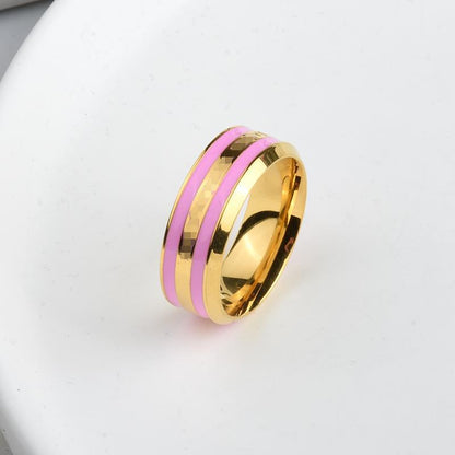 Ins Style Circle Titanium Steel Plating Rings