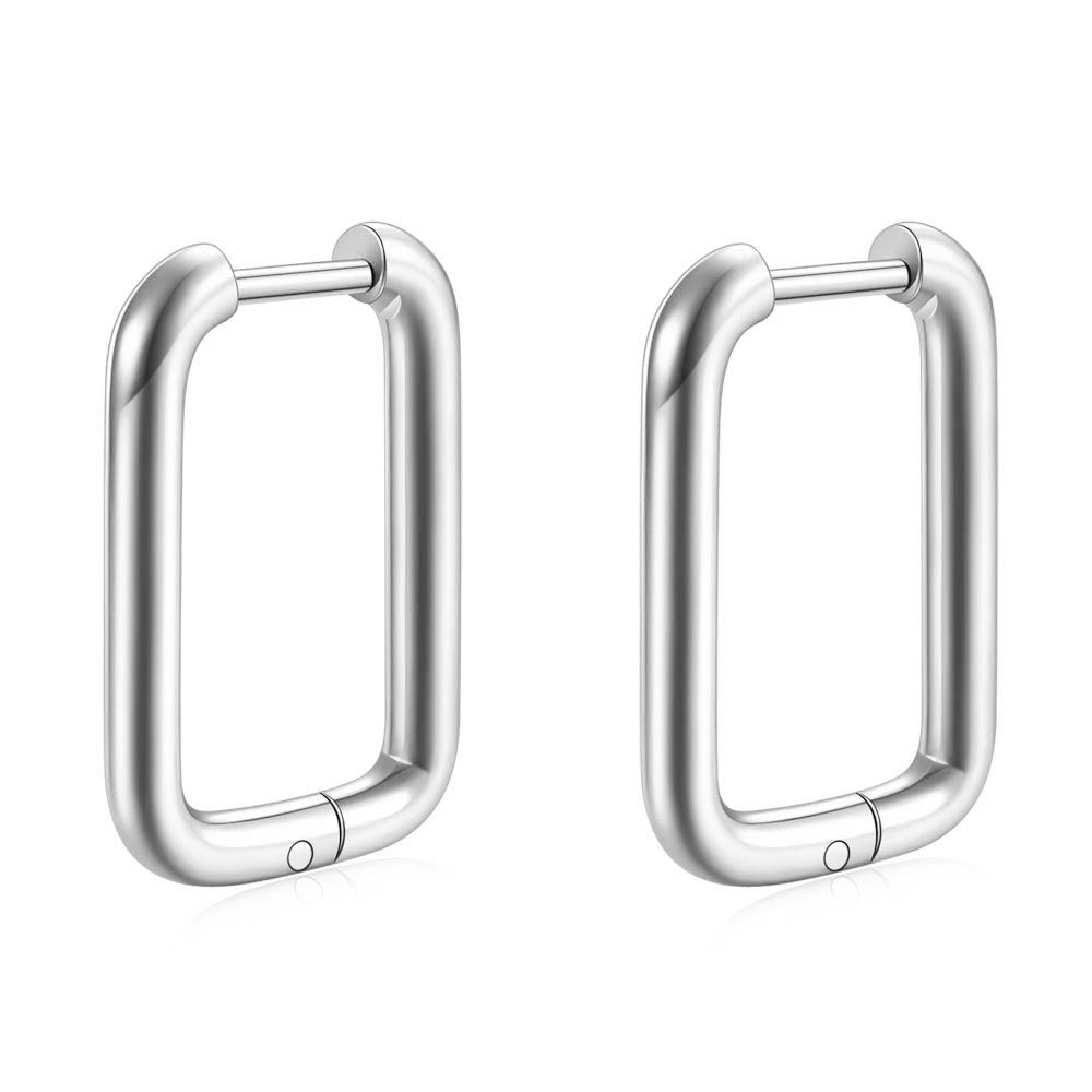 Simple Style Oval Titanium Steel Plating Earrings 1 Pair