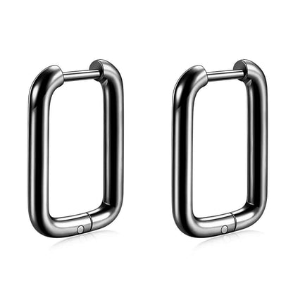 Simple Style Oval Titanium Steel Plating Earrings 1 Pair