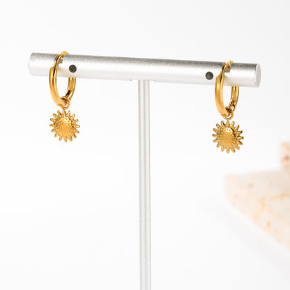 1 Pair Casual Vintage Style Sun Polishing Plating Stainless Steel 14k Gold Plated Drop Earrings