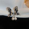 1 Pair Casual Sweet Heart Shape Flower Bow Knot Beaded Plating Inlay Copper Crystal Earrings