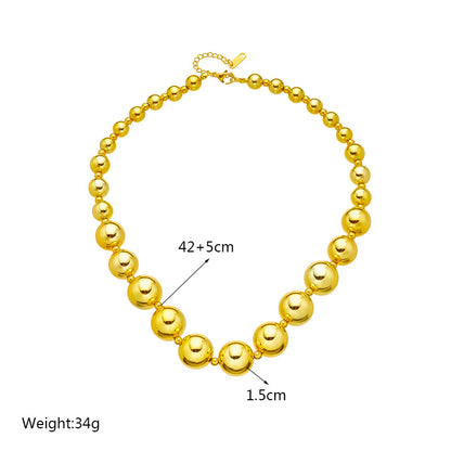 Casual Exaggerated Round Ccb Titanium Steel Beaded Plating 18k Gold Plated Necklace